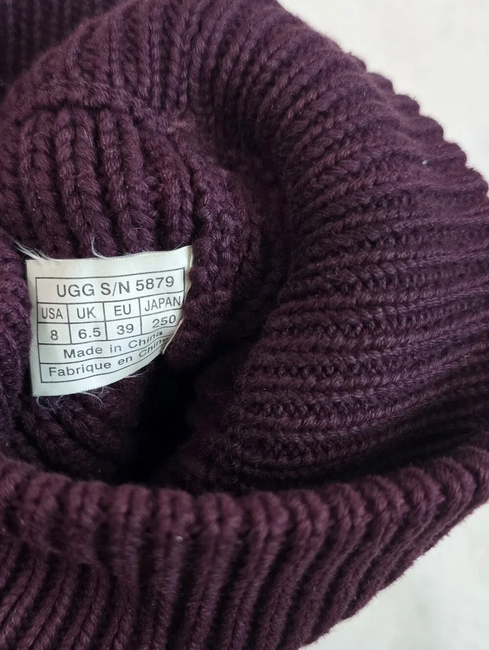 Women's Ugg Boots Australia Argyle Maroon Knit Sweater Pull On Tall Boot Size 8